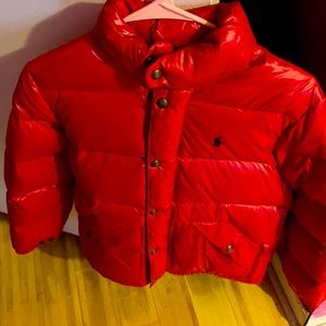 Ralph Lauren polo puffer jacket- kids size 8 never worn. Leather material